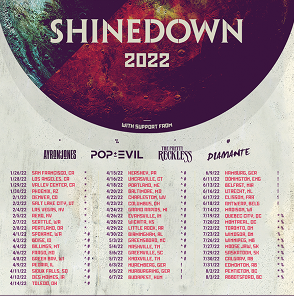 SHINEDOWN Notches 18th 1 At Active Rock Radio With Zero
